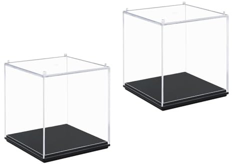 Odoria Mini-Vitrine Klare: Acryl-Schutzwürfel Transparent für Blind Box Pop-Miniaturfiguren Aufbewahrung Sammlerstücke Staubdicht Stapelbar, 2 Stück