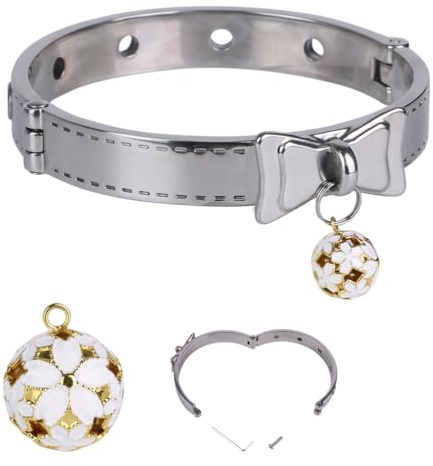 Soarvlorfy Edelstahl Halsbänder SM Metall Halsreif Sklave Hals Kragen mit Glocke Paare Gay Sex Halsband BDSM Bondage Erotik Fetisch Halsfessel Sex Spielzeug für Männer Frauen,Silber,Männer