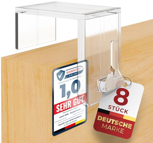 Bada Bing Fensterhaken 8er Set - Klemmbereich bis 25mm - Transparente Türhaken - Robuste und praktische Haken - Für jede Rahmenfarbe - Stabile Halterung Fenster - Ohne Kratzer am Fensterrahmen