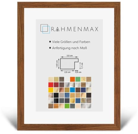 Morena MDF Rahmen für Bild 30x38cm Sumpfeiche mit Acrylglas | zum Aufhängen Hoch- und Querformat/Maßanfertigung möglich/Puzzle Rahmen/mit 1mm klarem Acrylglas