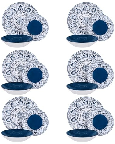 Servizio 18 piatti porcellana Ariel blu