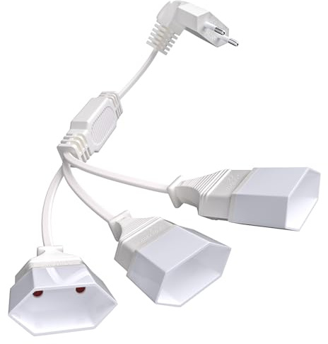 50cm Cavo di Prolunga, 3 in 1 Prolunga Elettrica Presa Europea, Cavo di Alimentazione, 250 V/2,5 A,per TV, PC,Monitor,Lampada,Computer, Proiettore-Bianco