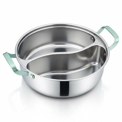 Ollas calientes de doble compartimento de 32 cm y 34 cm, acero inoxidable 316 de alta calidad, para reuniones familiares y uso comercial, sin tapa, ollas calientes con mango grueso