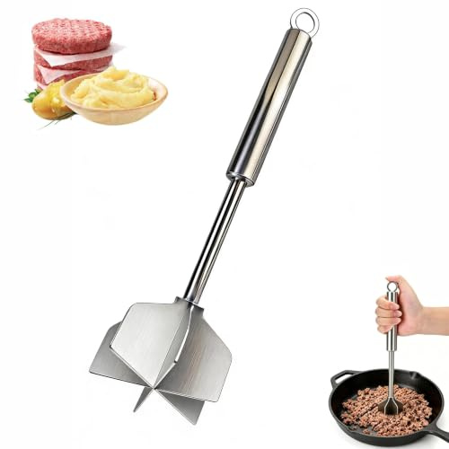 VELAJA Picadora de Carne, Picadora de Carne Manual - Trituradora de Alimentos Multifuncional de Acero Inoxidable, Resistente al Calor, para Carne Picada, Hamburguesas, Pavo, Verduras, Patatas, 26 cm