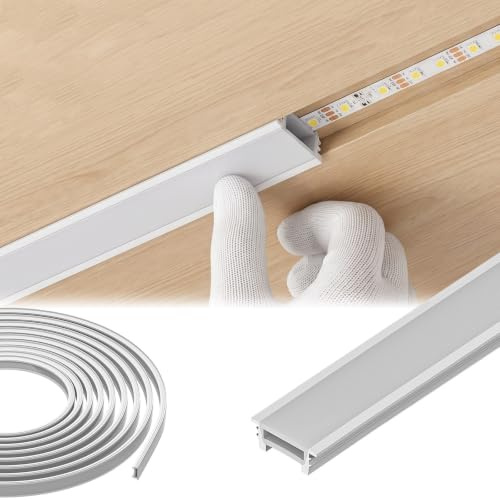 Zinueen 3 meter LED-neonsilikonprofil, mjölkvitt skydd, vattentät LED-kakelprofil för ljusledningar, gör-det-själv-täckning med mjukt ljus (20 x 10 mm)