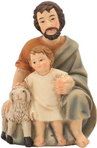 Krippenfigur, Hirte mit Kind und Schaf ca. 5,3cm für 9cm Figuren