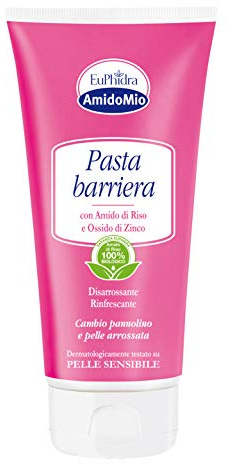 Euphidra - AmidoMio Pasta Barriera, Azione Protettiva e Lenitiva con Amido di Riso 100% da agricoltura biologica, Indicato per le Pelli Fragili e Sottili dei Neonati, Tubo 150ml
