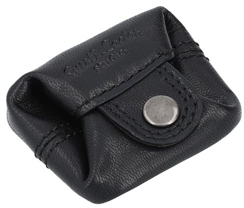 Gusti Portemonnaie Leder - Linus Münzbörse aus Rindsleder Damen und Herren mit Druckknopf handliche Geldbörse klein Vintage-Look Schwarz Leder