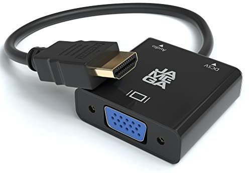 JAMEGA – HDMI auf VGA Adapter 2er Pack Aktive 1080P HDTV Audio Übertragung Konverter-Kabel| 3,5mm Audioanschluss und Micro USB Anschluss | HDMI Buchse zu VGA Stecker für Laptop, Monitor, Beamer UVM.