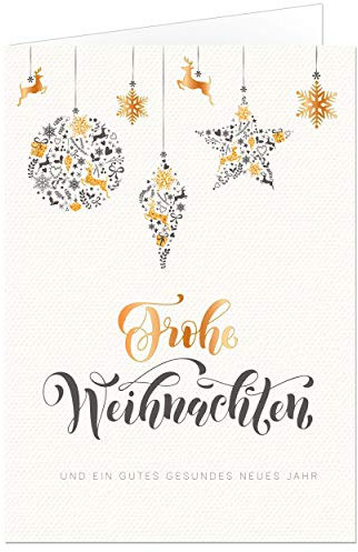 50 moderne Weihnachtskarten (Klappkarten) mit Goldprägung. Mit Umschlag. 17x12 cm geschlossen (nicht das kleinere A6 Format)