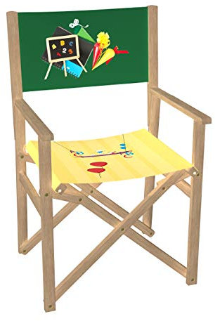 Vispronet Regiestuhl Schulkind, Schuleinführung Outdoor Klappstuhl ✓ Buchenholz ✓ Rückenlehne & Sitzfläche mit Druck