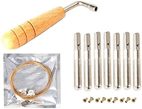 Liyafy 7 Metall-Harfen-Saiten + 7 Saitennägel + Stimmschlüssel für Lyre Harfe kleine Harfe Musiksaiteninstrumente