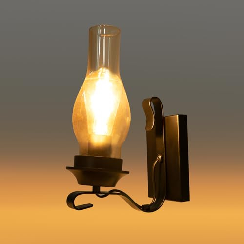 MINUS ONE Sencillo Creativo Lámpara de Pared Vintage Antiguo Nostalgia Diseño Interior Lámpara de Pared Redonda Blanco Cristal Pantalla Portalámparas Rústico Lámpara de Pared Antiguo