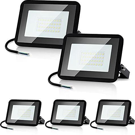 SWANEW Projecteur LED Extérieur 20W, 1700LM Spot LED, IP66 Étanche Lampe, Super Lumineux 6000K Blanc Froid pour Jardin Garage (5PCS)