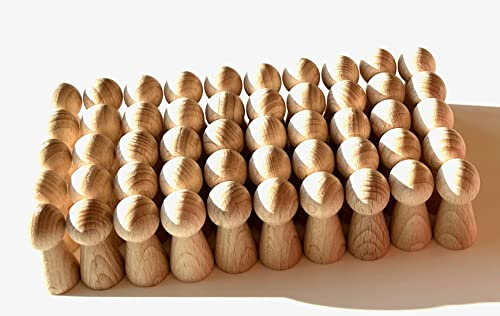 DIY Holzfiguren zum Bemalen + Basteln, Spielfiguren aus Holz unlackiert, Figurenkegel/Holzkegel für Deko, Hochzeit, Brettspiele etc. Made in Germany. (50 Halmakegel 19/40 mm)