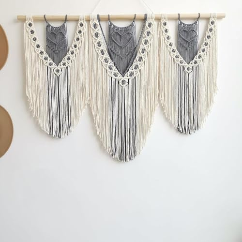 Hibisaws Tapiz de macrame pared de arte tejido, decoración de habitaciones, 110 cm (ancho) x 82 cm (alto),decoración de balcón, decoración de pared (G)