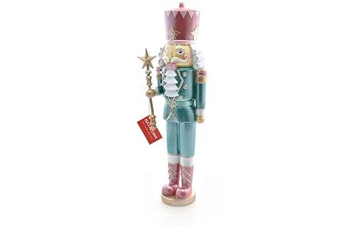 Soldatino Natalizio Schiaccianoci Azzurro con LED 46,5 cm
