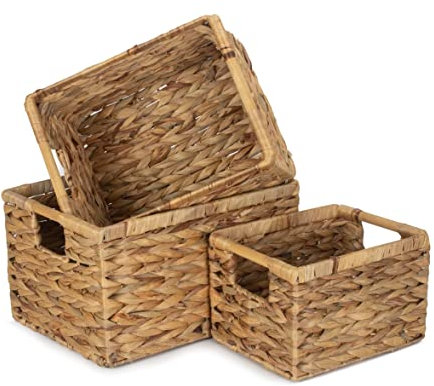 Red Hamper WH024 Water Hyacinth Set of 3 Nordic Water Hyacinth Storage Basket