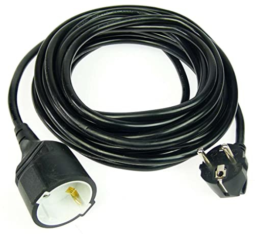 Verlängerungskabel 7,5 m schwarz 3 x 1,5 qmm Schukokabel Stromkabel Kunststoff Schuko Verängerung mit Winkelstecker