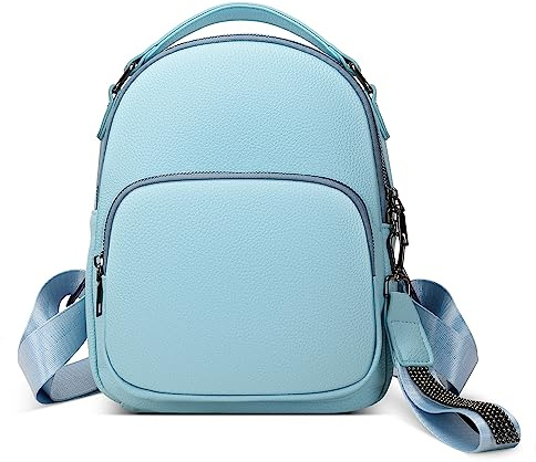 DIRRONA Damen Rucksack Damentasche Klein Cityrucksack Elegant Damen Umhängetasche Travel Lässig Schule Arbeit Mode Rucksack Wasserdicht PU Leder Damen Rucksackhandtaschen Blau
