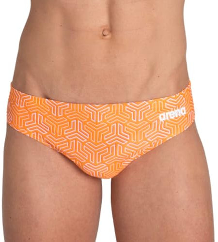 ARENA Herren-Badeanzug, Team-Farbdruck, 7,6 cm, sportliches Training, Badeanzug, Schwarz-buntes Orange, 7