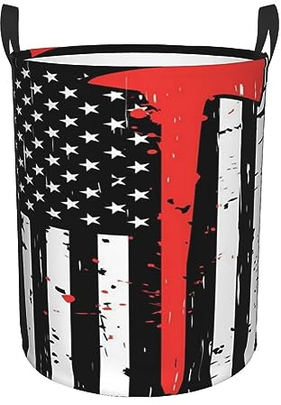 American Flag Firefighter Laundry Basket Dirty Clothes Basket Waterproof Foldable Storage Basket Bedroom Living Laundry Room Dirty Clothes Basket Bathroom Decoration