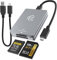 CFexpress Tipo A y SD Lector de Tarjetas, Lector CFexpress Tipo A Adaptador Lector de Tarjetas de Memoria con 10Gbps USB 3.2 Gen 2, Cable USB C a USB C/USB A para Windows/Mac/Linux/Android