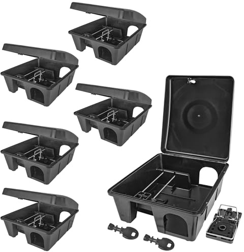 6X Köderstation Ratten Mäuse Köderbox Schlagfalle Garten Mausfalle Rattenköderbox Box Rattenfalle Rattenköderstation Kinder- Haustiersicher Koederbox Gift Petigi