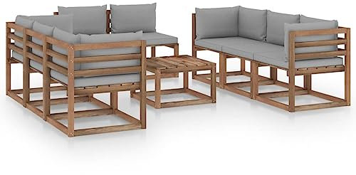 BUKSCYJS Schaukelstuhl,TerassenmöBel AußEn,Campingstuhl9-Tlg. Garten-Lounge-Set Mit Kissen Graugeeignet FüR Garten, Terrasse, Wohnzimmer, BüRo, Outdoor