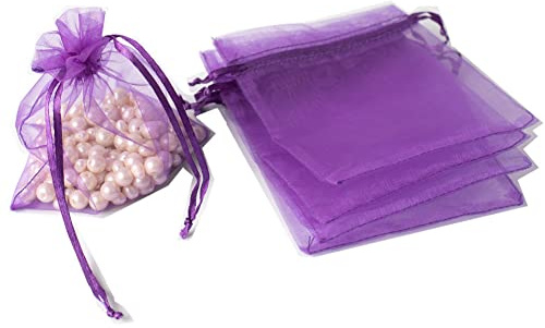 50 Stück Organzabeutel Organzasäckchen Geschenkbeutel Kordelzugtaschen Geschenktasche Süßigkeitentüten Schmuckbeutel für Hochzeit Geburtstag Festivalparty Geschenkverpackung,Dunkelviolett,10x15cm