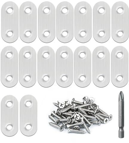 16 Pack Flat Plate Straight Brackets 40MM Stainless Steel Flat Metal Braces,Repair Bracket with Screws