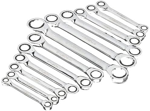 QIULKU Ratschenschlüssel,MaulschlüSsel Umschaltbarer Doppelkopf-Ratschenschlüssel Chrom-Vanadium-Stahl Metrischer Ratschen-Steckschlüssel 8-27 mm Doppelkopf-Ratschenmutternschlüssel(12mm and 14mm)