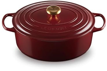 Le Creuset Cocotte en Fonte Émaillée Signature avec Couvercle, Ø 27 cm, Ovale, 4.1 L, 4.425 kg, Garnet, 21178279494441