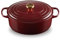 Le Creuset Signature 21178279494441 - Cacerola ovalada de hierro fundido esmaltado con tapa, 27 cm, 4,1 L, granate