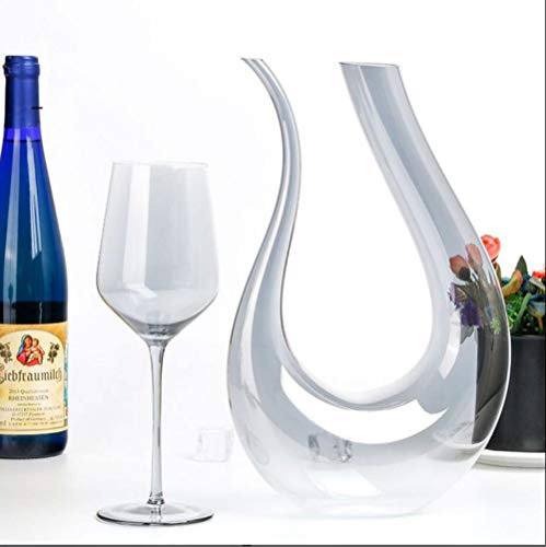 Rotweinkaraffe aus Kristall, rot, rauchgrau, U-förmige Weinkaraffe aus Kristallglas, mundgeblasene rote Karaffe mit Wein, 2er-Set