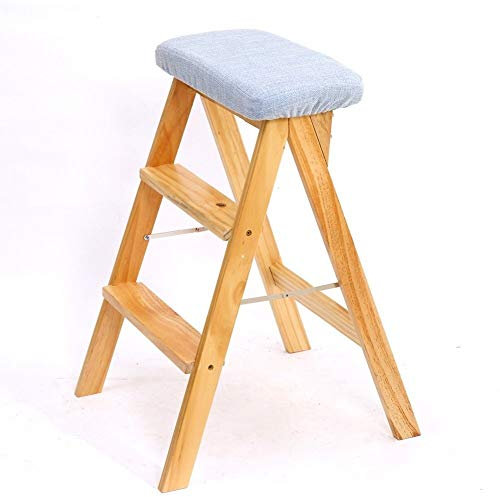 Sgabello pieghevole in legno a 3 gradini, portatile, salvaspazio, per uso domestico