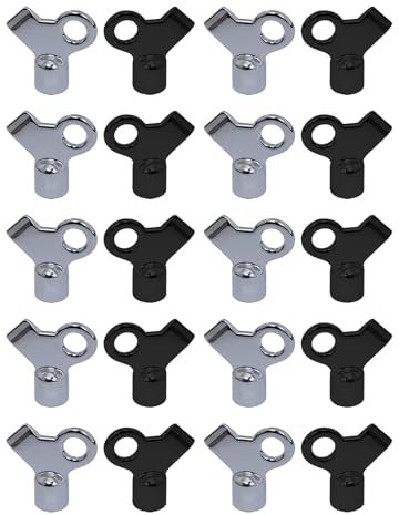 20x Radiator Vent Valve Bleeder Keys White and Black Color, Zinc Alloy Exhaus Bleed Vent Keys Gas Valve Metal Radiator Keys Accessory