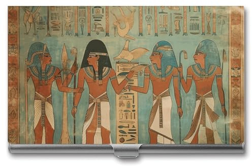 DWTJKMS Visitenkartenetui für Frauen im alten Ägypten, Aluminiumlegierung, Kartenetui aus Metall, Namenskartenhalter für Männer und Frauen, professionelles Kreditkartenetui für Büro, Geschäft,