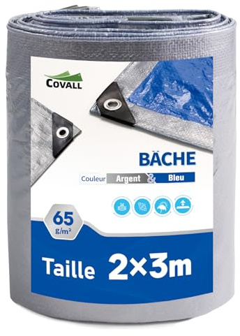 COVALL Camping Plane 2x3m - Leichte Grundplane 65g/m² Silber, Wasserdicht & UV-Schutz für Zelt, Hängematte und Outdoor