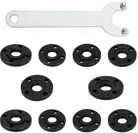 Lot de 11 accessoires pour meuleuse d'angle avec clé flexible de 125 mm, bride extérieure en métal et clé universelle pour ponceuse (accessoires de meuleuse, systèmes de serrage rapide)