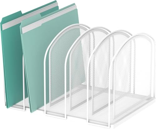 SUPEASY 5 Abschnitt Mesh Datei Organizer für Schreibtisch, Aufrechter Schreibtisch Ordner Organizer Datei Sortier Büro Organisation Dokument Halter für Zuhause, Büro für Klassenzimmer, Weiß