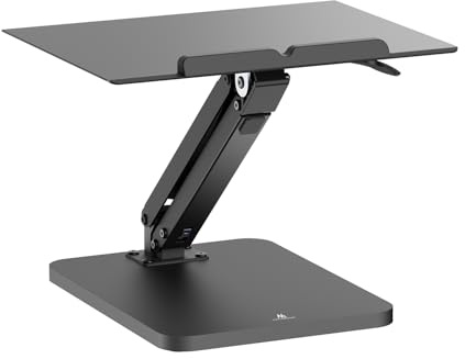 Maclean Schreibtischständer für Monitor oder Laptop | Höhenverstellbar 105-325 mm | Gasfedermechanismus | Neigbar 0 bis -45° | Ergonomisch & platzsparend | Stabil | Schwarz