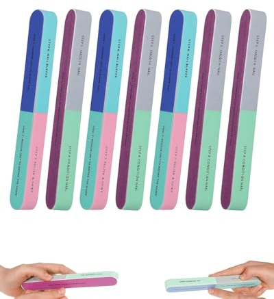 GAJUS Lime à ongles 7 pièces, lime à ongles, ongles naturels, lime à ongles multi-surfaces, lime à ongles multifonctionnelle, lime à ongles colorée, usage domestique, soin des ongles
