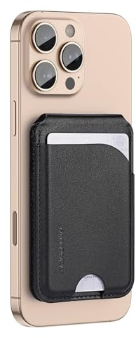 DUX DUCIS für MagSafe Wallet, 4 Karten Halter, Veganes Leder, Schwarz | Vielseitigkeit Ständer, für iPhone 17/16/15/14/13/12 Serie und Ausgewählte Samsung Geräte
