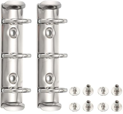 PATIKIL A8 3-Hole Ring Binder Mechanisms, 2 Set Binder Spines Replacement for Office Planners Documents Recipes Organization Storage, Silver