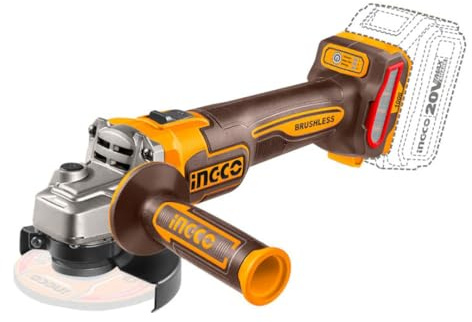Ingco CAGLI27153 Amoladora angular a batería 20V 115mm 1000W Brushless Velocidad Ajustable Solo Cuerpo