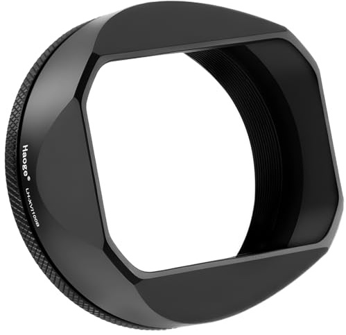 Haoge Metal Square Lens Hood for Fujifilm X100VI X100V X100F X100T X100S X70 Camera with 49mm UV Filter Adapter Ring Black LH-XVI100B