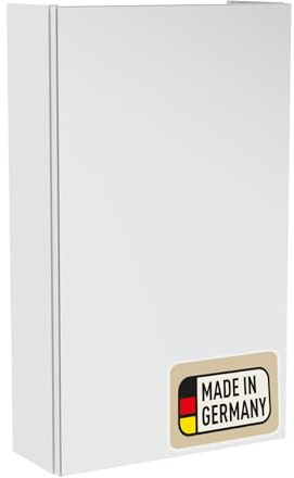 Probus Basic Spiegelschrank 40cm in Weiß – Modernes, Zeitloses Design für optimale Badezimmerorganisation, Türanschlag frei wählbar, Made in Germany