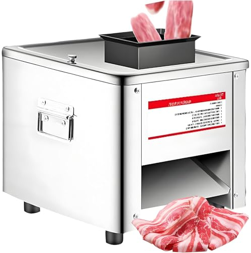 HuanEssentric 850W Máquina Cortadora Carne Escritorio Comercial,Cortadora Fiambre Eléctrica,Cortadora Alimentos Restaurante Acero Inoxidable,para Rebanadas,Tiras Y Cubos 10mm