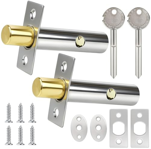 2 Pcs Mortice Door Latches for Internal Door Lock with KeyDoor Bolts for Internal Doors, Tubular Latch, Mortice Latch for Doors Windows Bathroom Mortice Locks, with 2 Star Keys